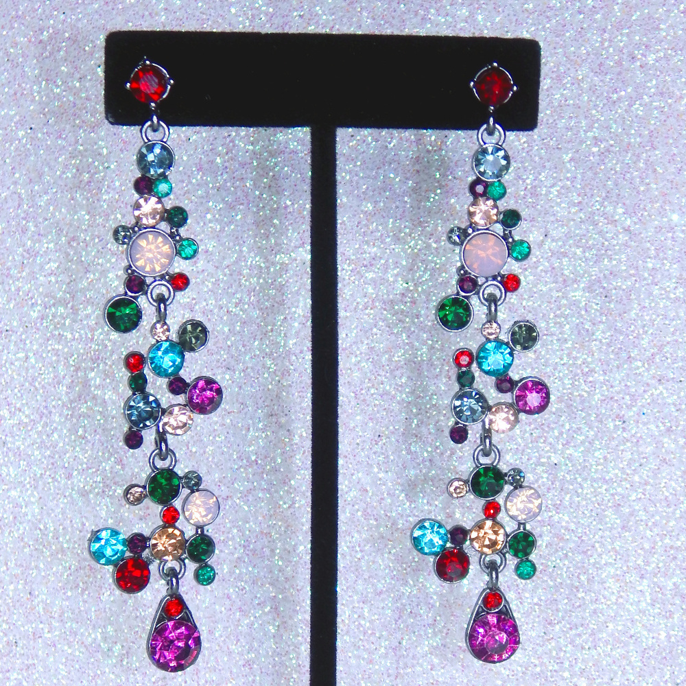 Multi Jewel colored Drop earrings